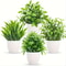 Mini Artificial Potted Plants Set Fake Bonsai Decor For Home Office And Shelves 2