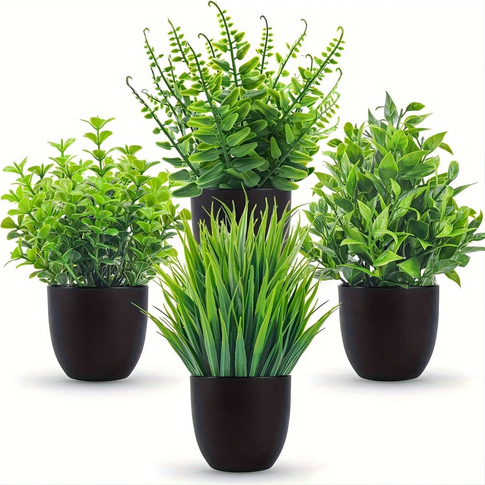 Mini Artificial Potted Plants Set Fake Bonsai Decor For Home Office And Shelves 6