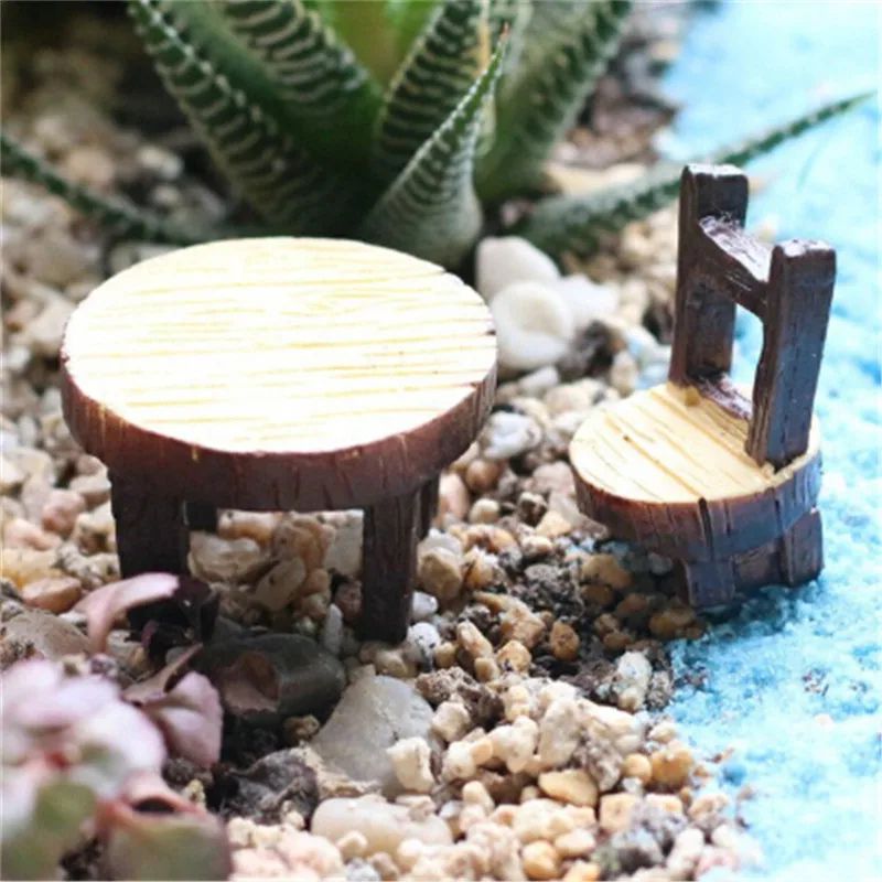 Enchanted Mini Fairy Garden Couple Stool Decor Set 10