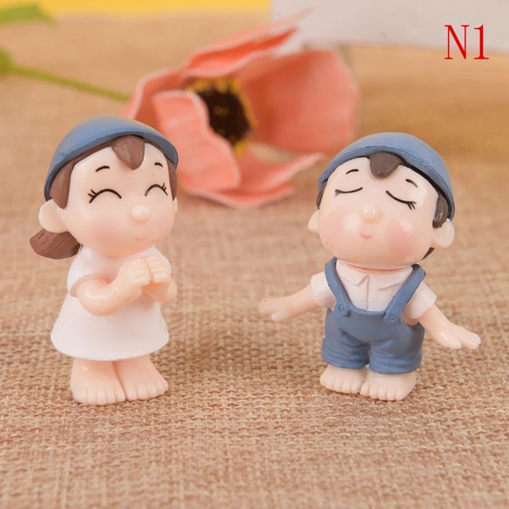 Enchanted Mini Fairy Garden Couple Stool Decor Set 27