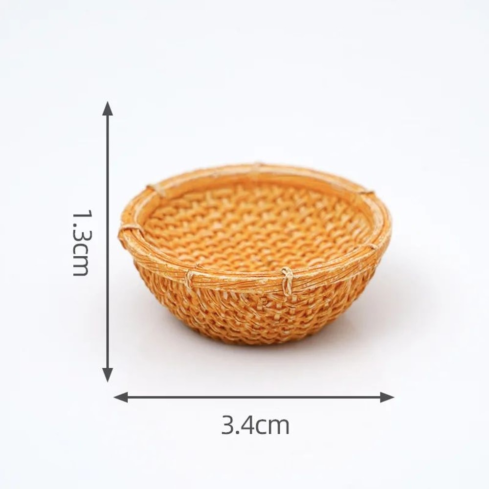 Mini Rattan Basket Dollhouse Decor Realistic Woven Display 10
