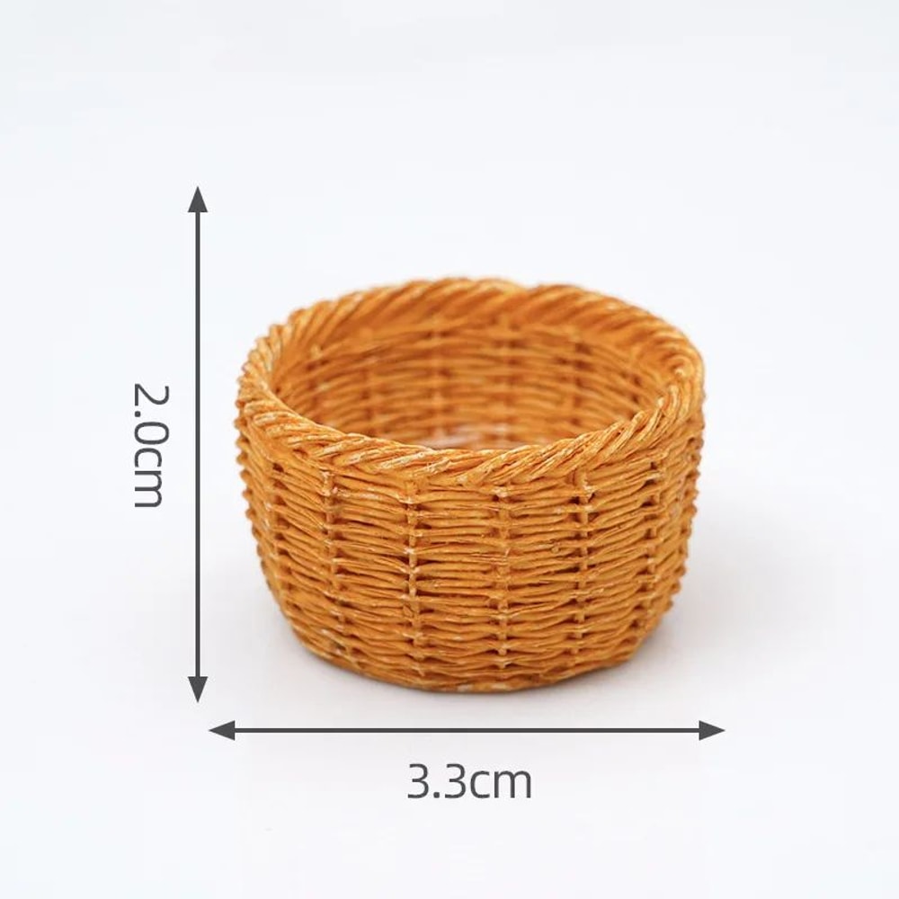 Mini Rattan Basket Dollhouse Decor Realistic Woven Display 12