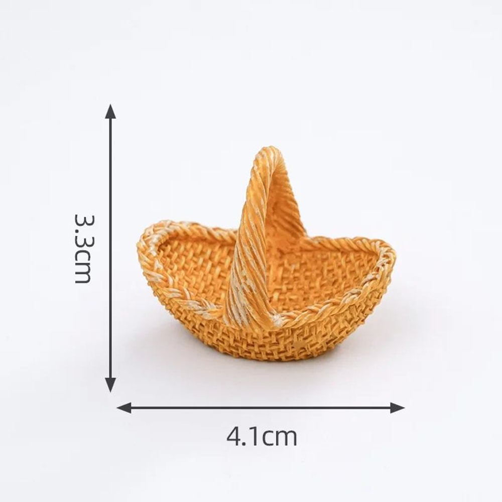 Mini Rattan Basket Dollhouse Decor Realistic Woven Display 7
