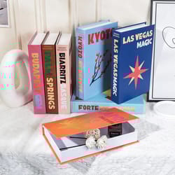 luxury decorative fake books colorful coffee table decor set