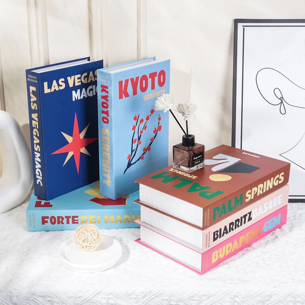Luxury Decorative Fake Books Colorful Coffee Table Decor Set 1