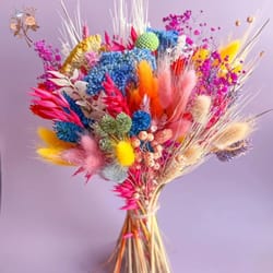 colorful dried flower wedding bouquet pampas bridal arrangement