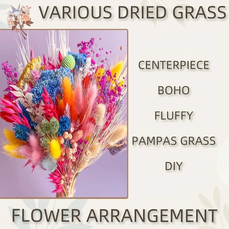 Colorful Dried Flower Wedding Bouquet Pampas Bridal Arrangement 5