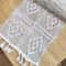 Vintage Lace Table Runner Beige Crochet Tassel Decor 11