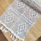 Vintage Lace Table Runner Beige Crochet Tassel Decor 11