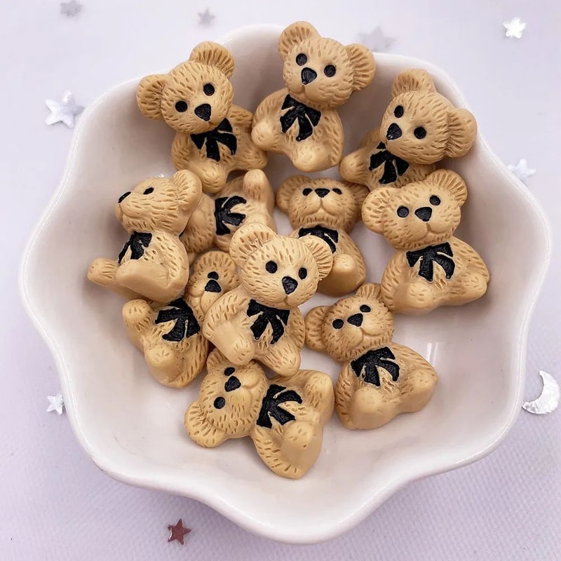 Kawaii Colorful Bear Resin Flatback Mini Decor Set 5