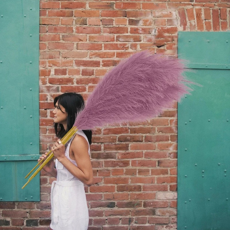 Luxury Tall Faux Pampas Grass Decor 120cm Fluffy Boho Home Accent 17