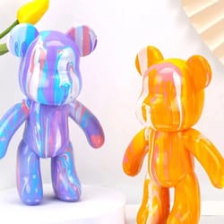 creative diy fluid bear sculpture graffiti art home decor toy