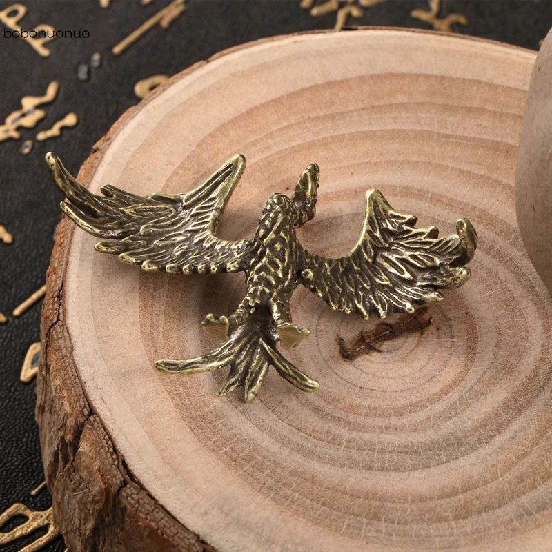 Solid Brass Phoenix Statue Feng Shui Wealth Luck Desk Decor 2