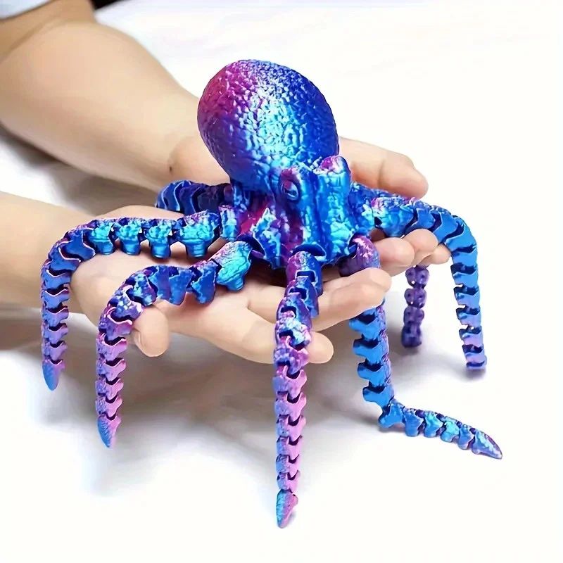 Flexible 3D Printed Octopus Toy Articulated Desk Decor Ocean Animal Gift 0