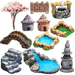 mini fairy garden accessories set landscape decor lighthouse bridge cottage