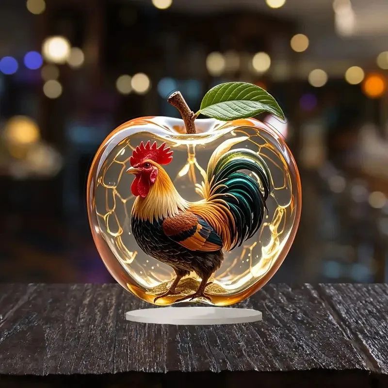 Crystal Apple Figurine Glass Paperweight Elegant Desk Decor 13