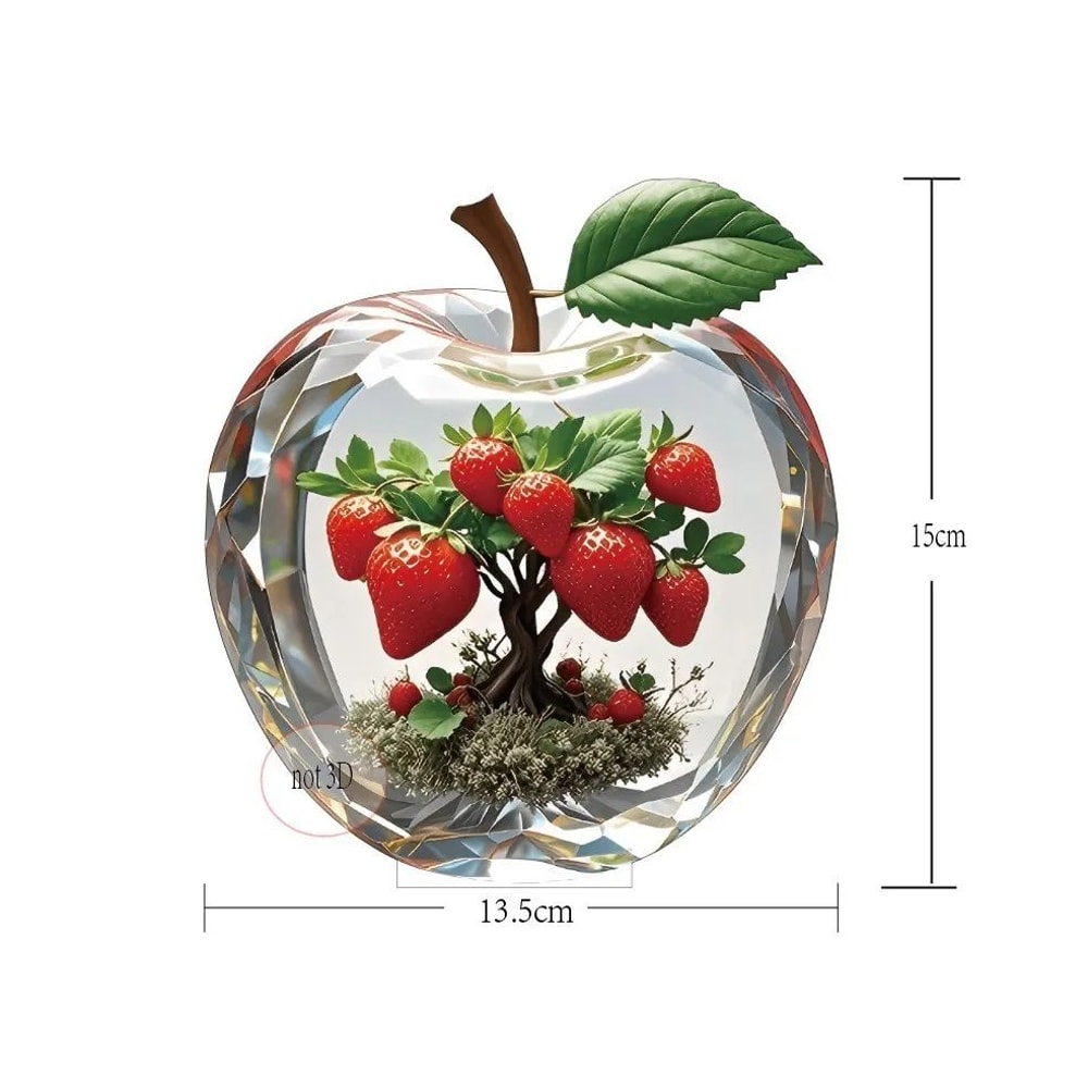 Crystal Apple Figurine Glass Paperweight Elegant Desk Decor 15