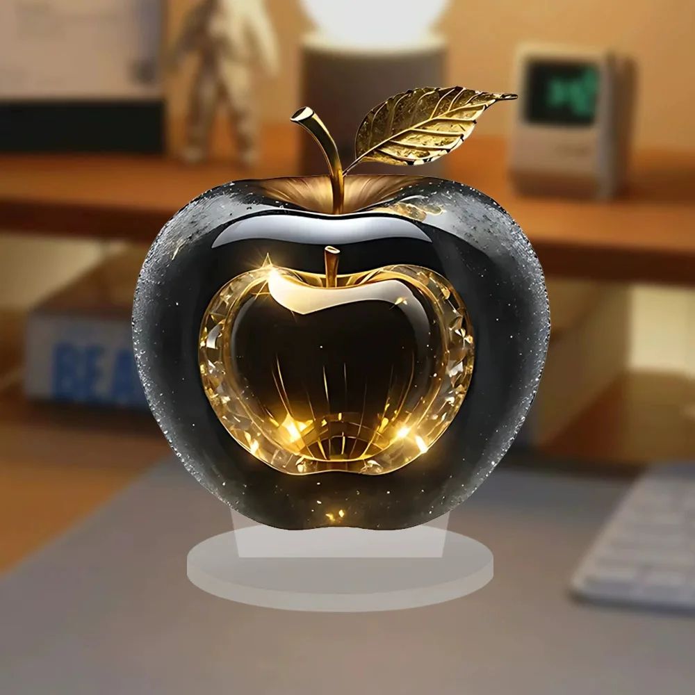 Crystal Apple Figurine Glass Paperweight Elegant Desk Decor 5