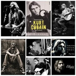 kurt cobain poster black white retro rock music wall art canvas decor