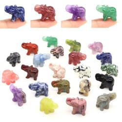 mini crystal elephant figurine natural stone healing decor gift
