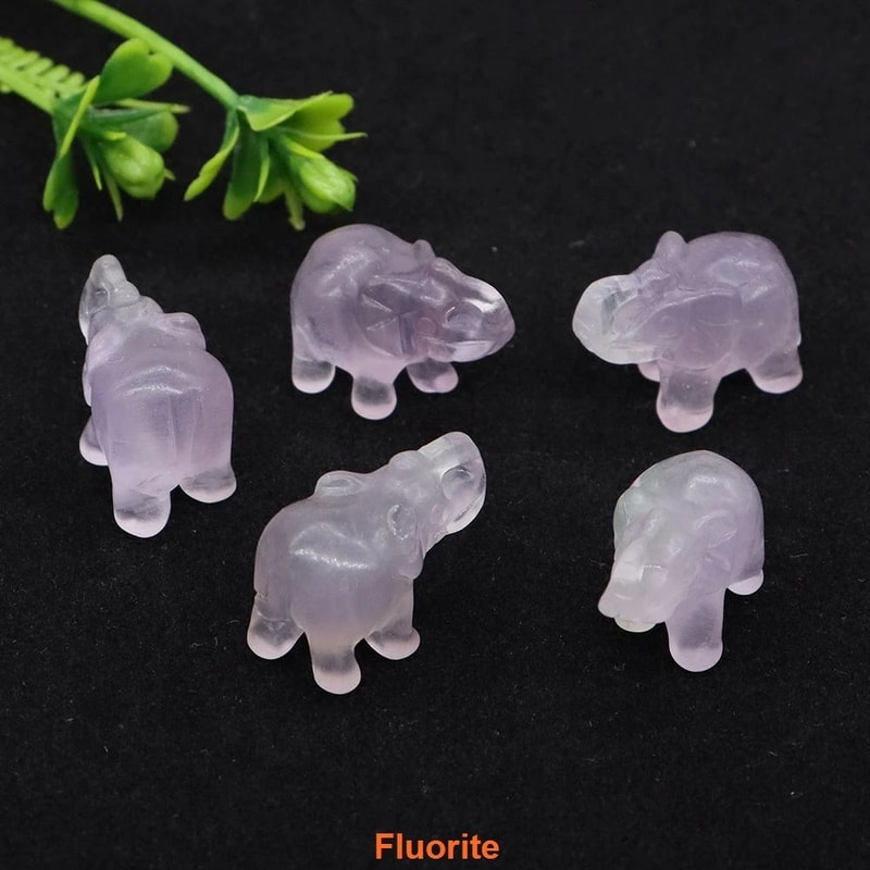 Mini Crystal Elephant Figurine Natural Stone Healing Decor Gift 10