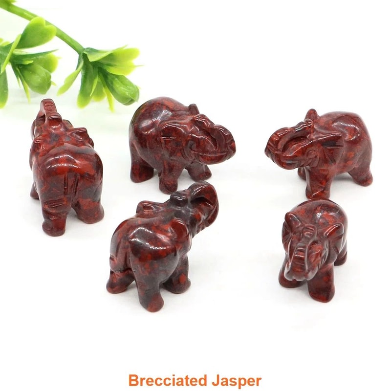 Mini Crystal Elephant Figurine Natural Stone Healing Decor Gift 16