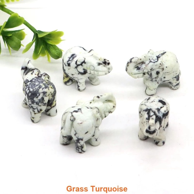 Mini Crystal Elephant Figurine Natural Stone Healing Decor Gift 19