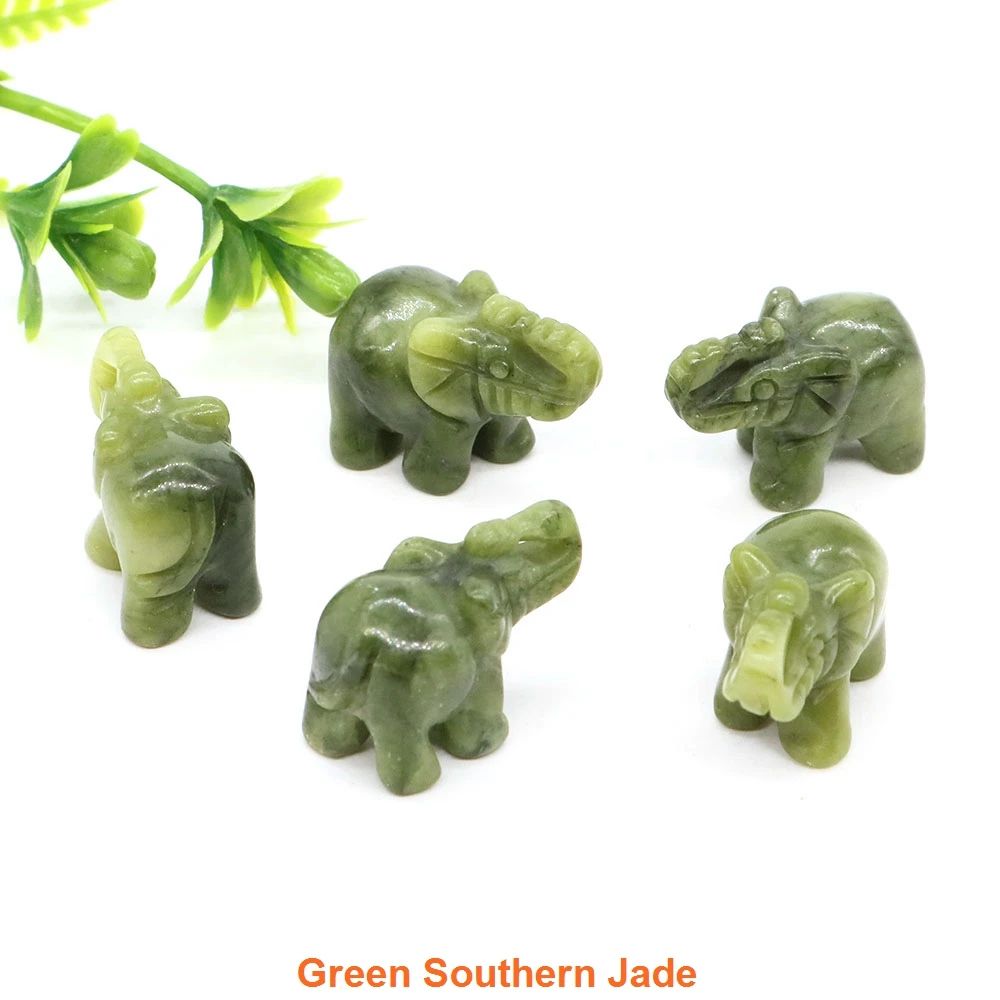 Mini Crystal Elephant Figurine Natural Stone Healing Decor Gift 20