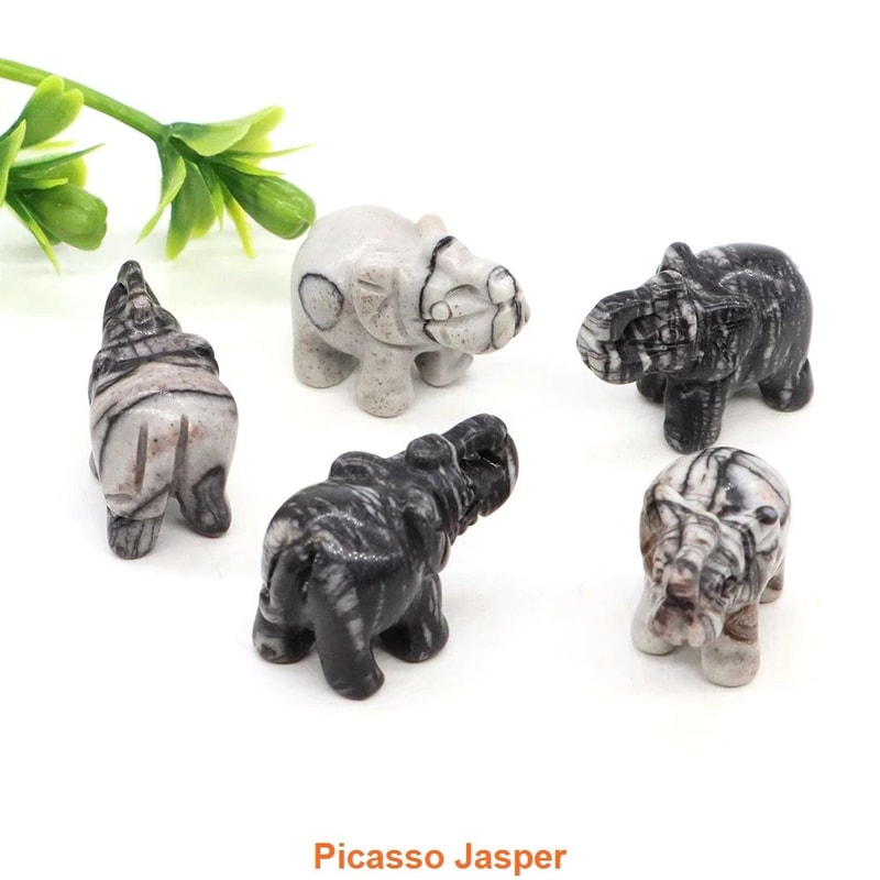 Mini Crystal Elephant Figurine Natural Stone Healing Decor Gift 25