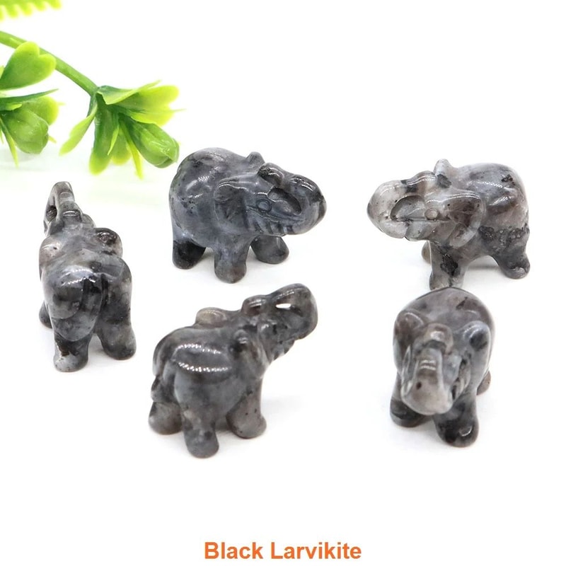 Mini Crystal Elephant Figurine Natural Stone Healing Decor Gift 13