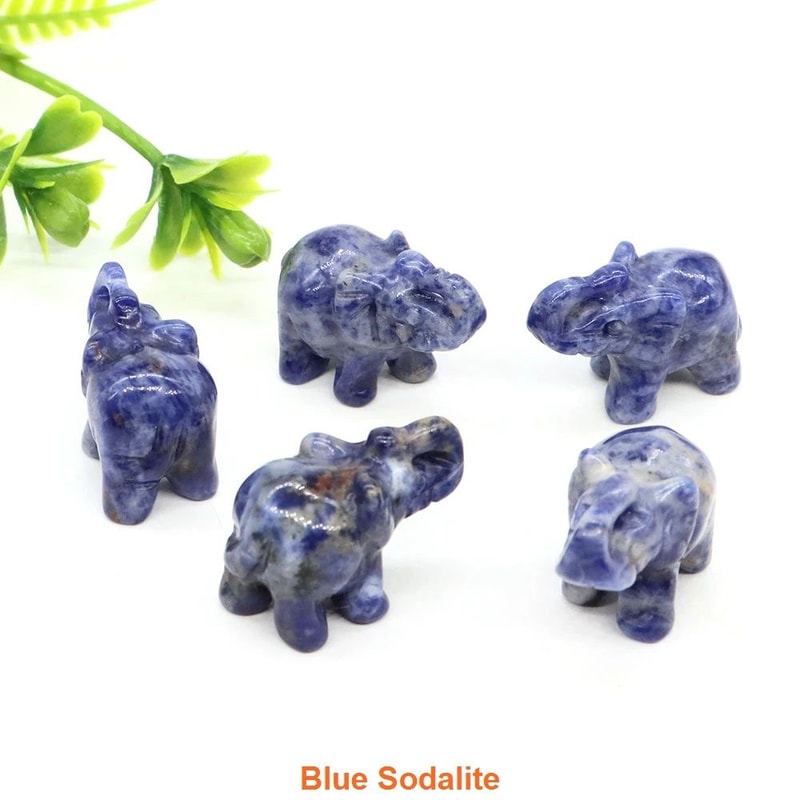 Mini Crystal Elephant Figurine Natural Stone Healing Decor Gift 14
