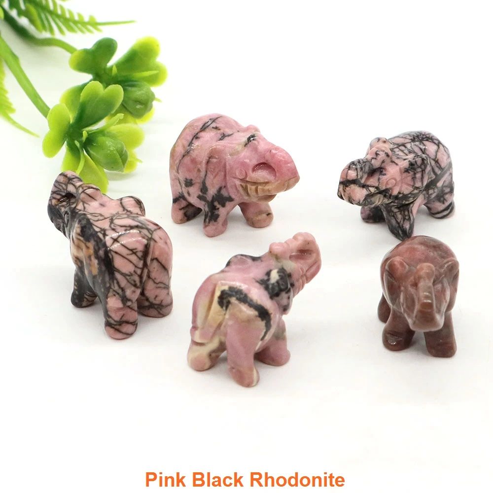Mini Crystal Elephant Figurine Natural Stone Healing Decor Gift 26