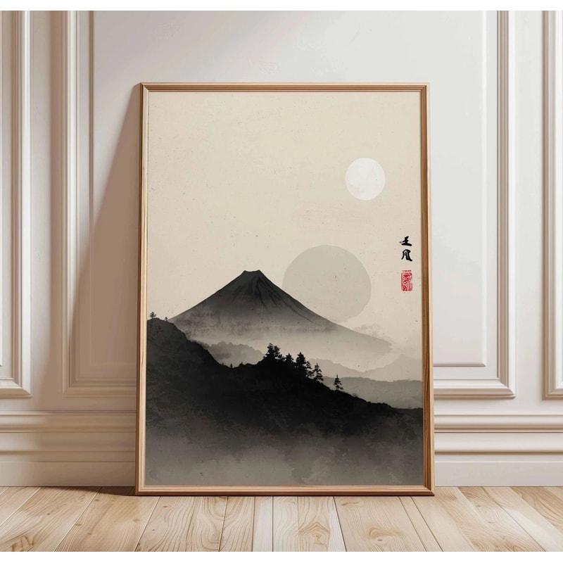 Japanese Pine Tree Wall Art Zen Nature Canvas Calm Forest Decor 6