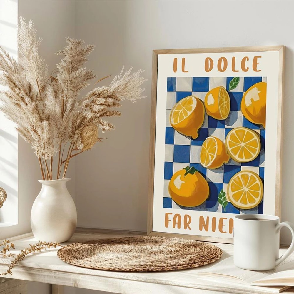 Italian Lemon Tree Wall Art Cottagecore Canvas Spring Landscape Decor 1