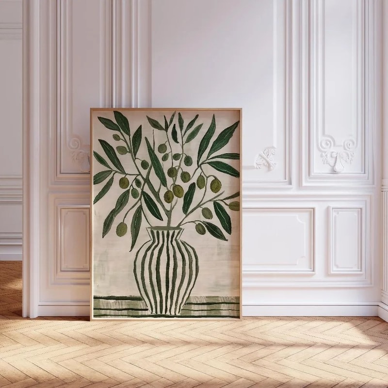 Beige Floral Line Wall Art Minimalist Botanical Canvas Decor 10