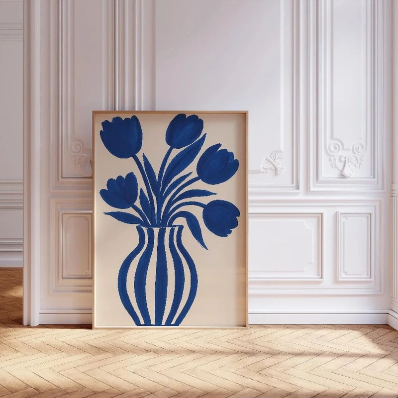 Beige Floral Line Wall Art Minimalist Botanical Canvas Decor 15