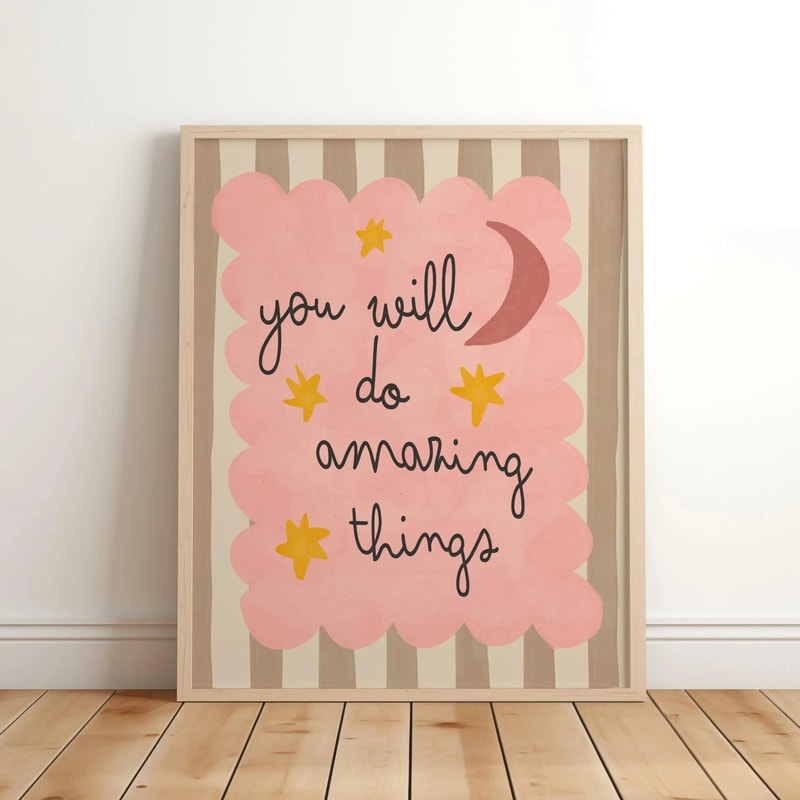 Unicorn Nursery Wall Art Inspirational Kids Room Canvas Magic Quote Decor 7