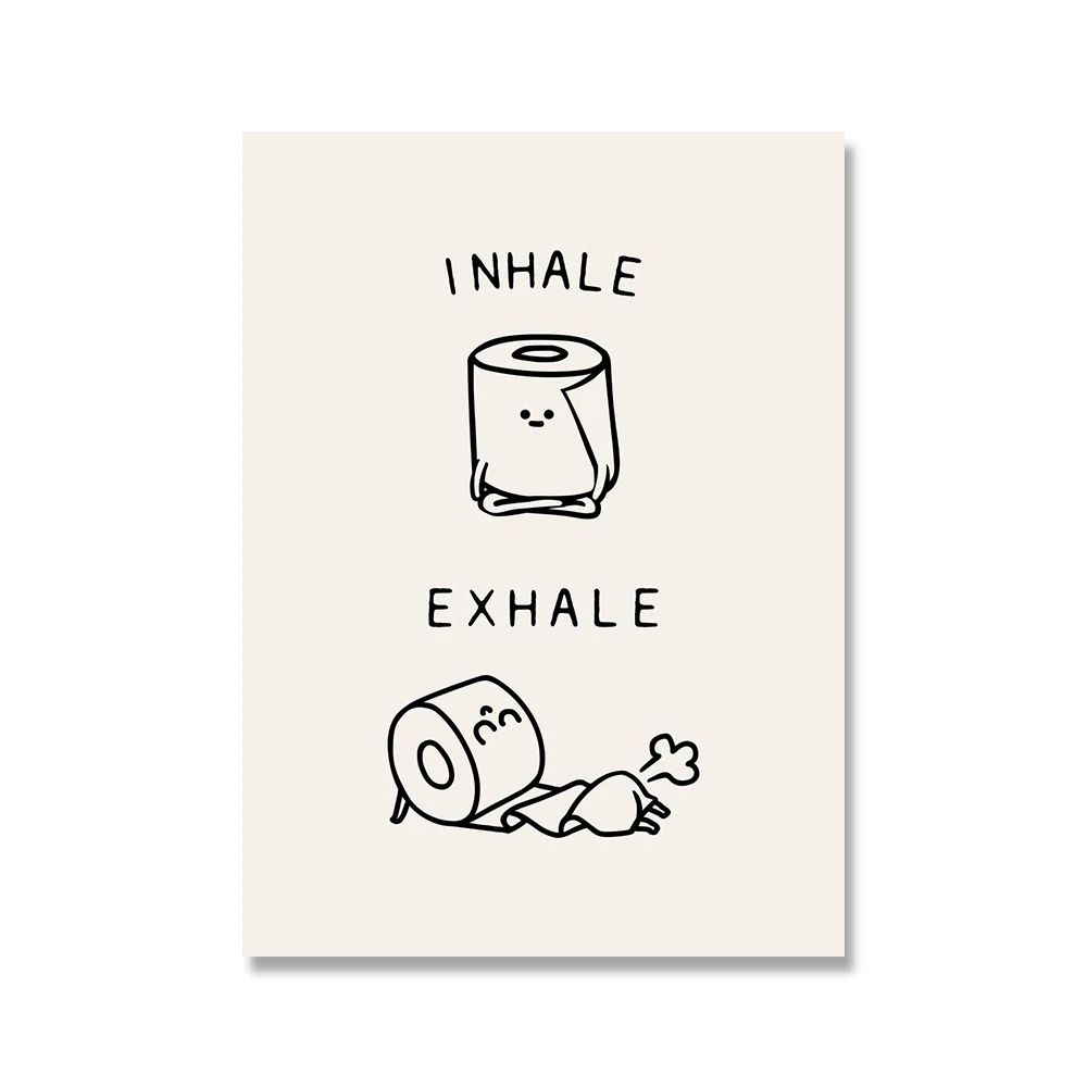 Funny Bathroom Wall Art Toilet Paper Yoga Canvas Minimalist Decor 7