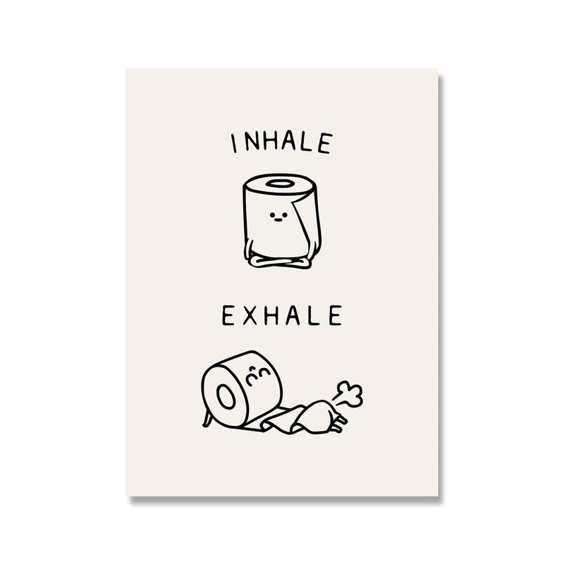 Funny Bathroom Wall Art Toilet Paper Yoga Canvas Minimalist Decor 7