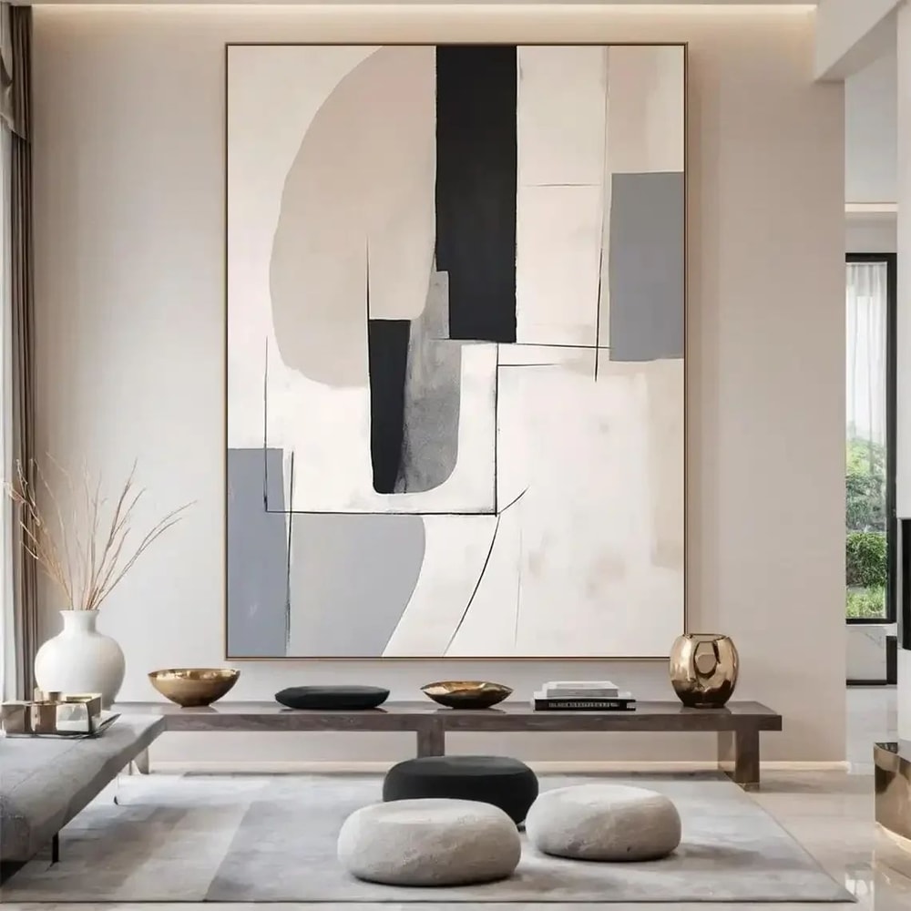 Beige Abstract Wall Art Textured Canvas Minimalist Neutral Home Decor 11