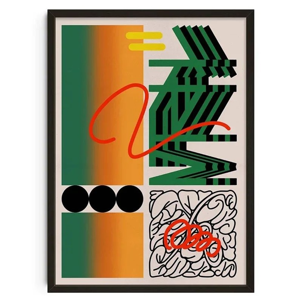 Japanese Snake Wall Art Bauhaus Geometric Canvas Mid Century Modern Decor 18