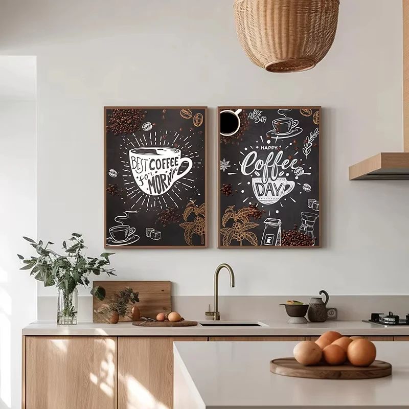 Coffee Cup Wall Art Nordic Cafe Canvas Poster Kitchen Bakery Decor 2