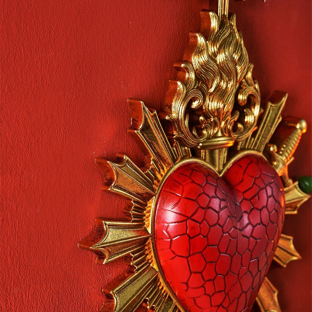 Flaming Heart Arrow Wall Decor Resin Love Sculpture Accent 5