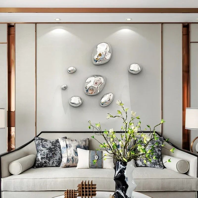 3D Golden Stone Wall Decor Luxury Textured Wall Hanging Accent 3