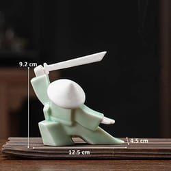 white ceramic samurai figurine minimalist warrior statue decor