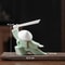 White Ceramic Samurai Figurine Minimalist Warrior Statue Decor 0