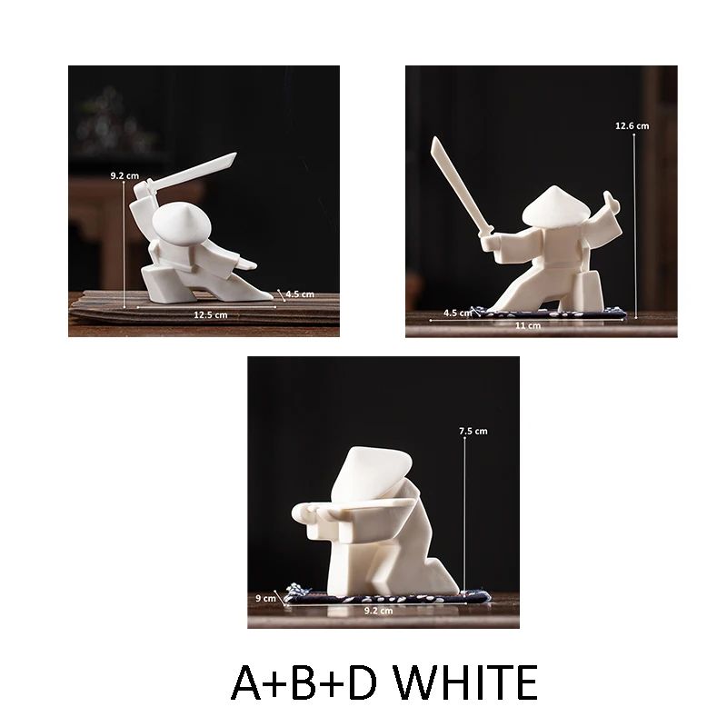 White Ceramic Samurai Figurine Minimalist Warrior Statue Decor 10