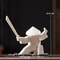 White Ceramic Samurai Figurine Minimalist Warrior Statue Decor 12