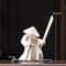 White Ceramic Samurai Figurine Minimalist Warrior Statue Decor 15