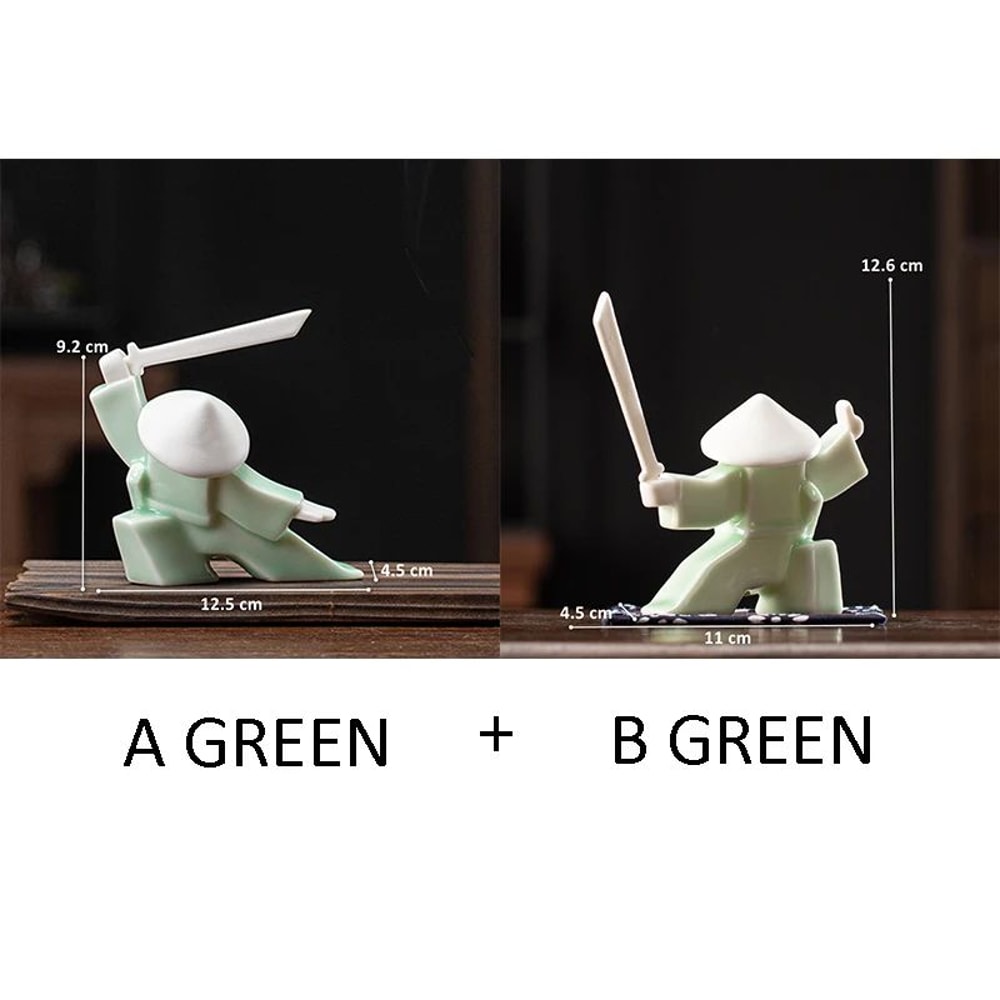 White Ceramic Samurai Figurine Minimalist Warrior Statue Decor 3